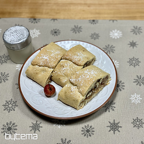Weihnachtstischdecke und Schal FLAKES GRAU WEISS