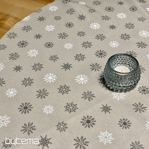 Weihnachtstischdecke und Schal FLAKES GRAU WEISS