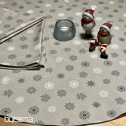 Weihnachtstischdecke und Schal FLAKES GRAU WEISS