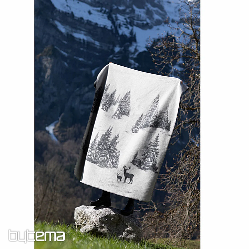 Decke DF SAVONA SNOWY DEER grau