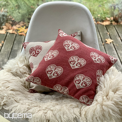 Luxuriöser dekorativer Bezug HERZ MIT HIRSCH rot A