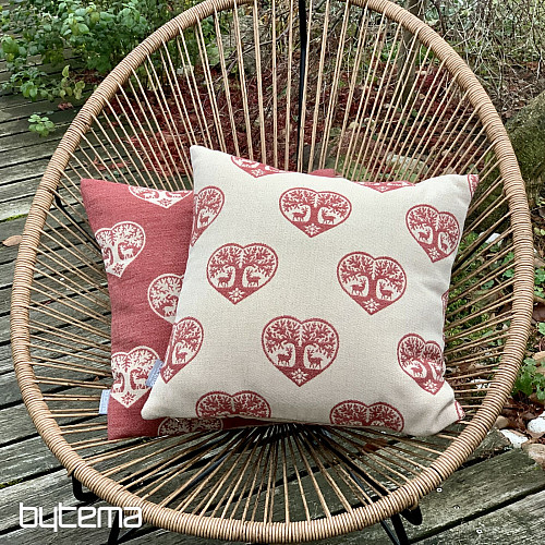 Luxuriöser dekorativer Bezug HERZ MIT HIRSCH rot A