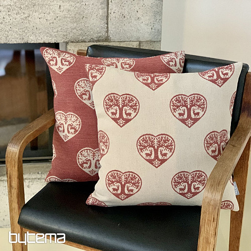 Luxuriöser dekorativer Bezug HERZ MIT HIRSCH rot A