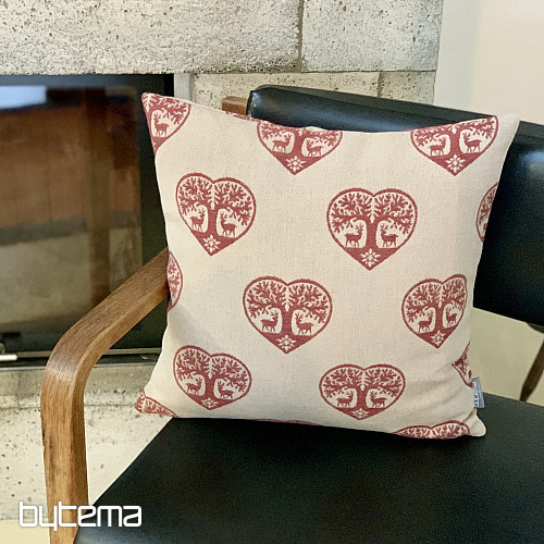 Luxuriöser dekorativer Bezug HERZ MIT HIRSCH rot B