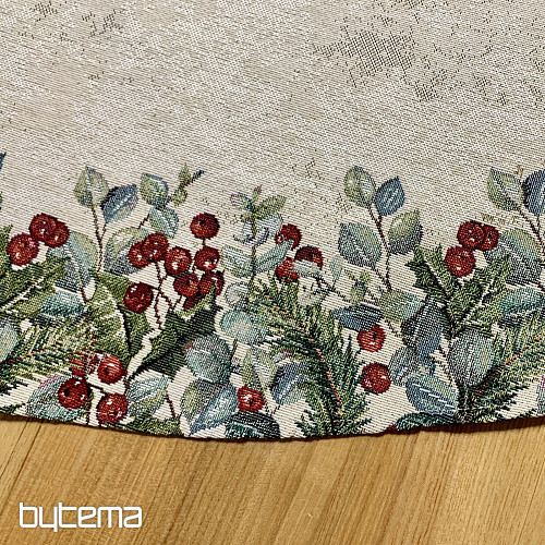 Weihnachtstischdecke aus Wandteppich, rund, WEIHNACHTSROSEN