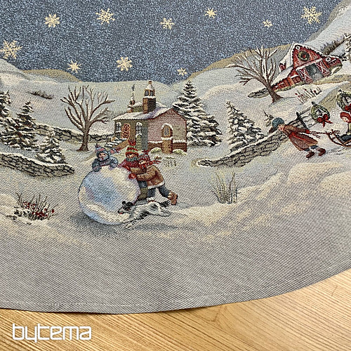 Weihnachtlicher Wandteppich-Tischdecke rund FROHE WEIHNACHTEN