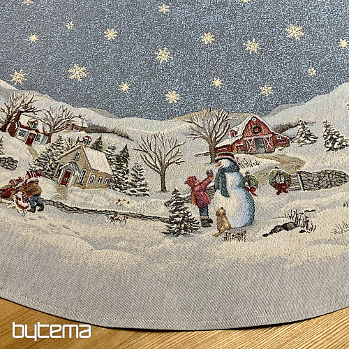 Weihnachtlicher Wandteppich-Tischdecke rund FROHE WEIHNACHTEN