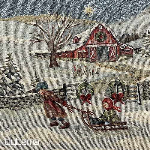 Weihnachtlicher Wandteppich-Tischdecke rund FROHE WEIHNACHTEN