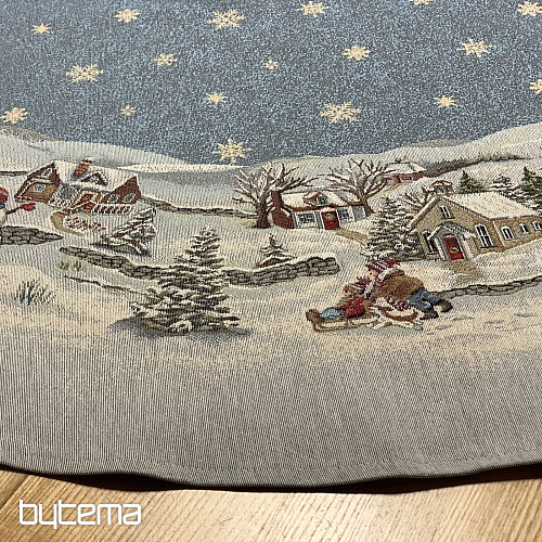 Weihnachtlicher Wandteppich-Tischdecke rund FROHE WEIHNACHTEN