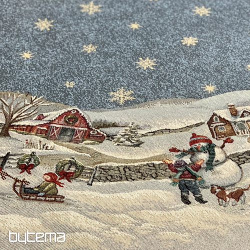 Weihnachtlicher Wandteppich-Tischdecke rund FROHE WEIHNACHTEN