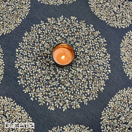 Runder Wandteppich-Tischdecke mit dem Motiv „Baum des Glücks“, blau