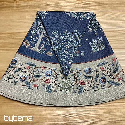 Runder Wandteppich-Tischdecke mit dem Motiv „Baum des Glücks“, blau