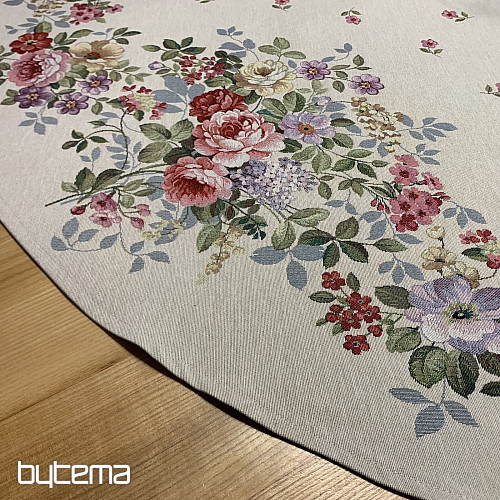 Runde Gobelin-Tischdecke BOUQUET BORDURA