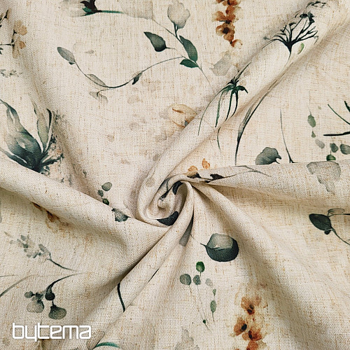 Dekorativer Stoff SPÄTBLÜTEN Ocker