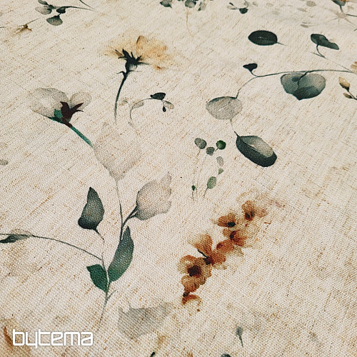 Dekorativer Stoff SPÄTBLÜTEN Ocker