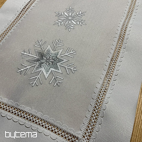 Weihnachtliche bestickte Tischdecke SILBERFLAKES