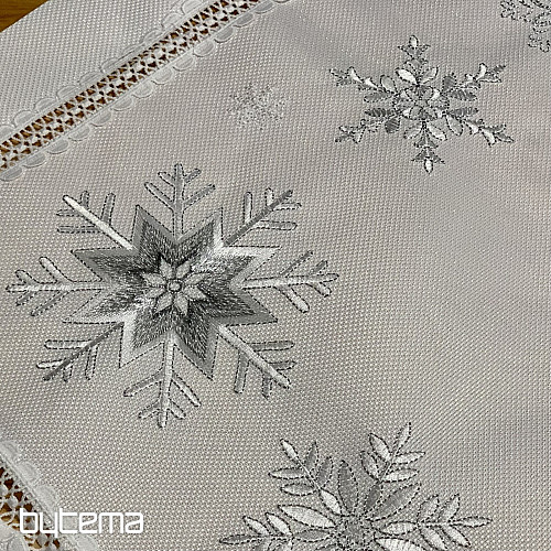 Weihnachtliche bestickte Tischdecke SILBERFLAKES