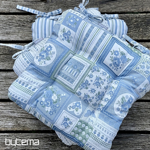 TOSCANA VALERY PATCHWORK-KISSEN blau