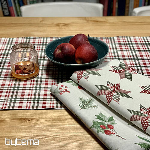 Weihnachtstischdecke und Schal im schottischen Shelley-Karo-Muster