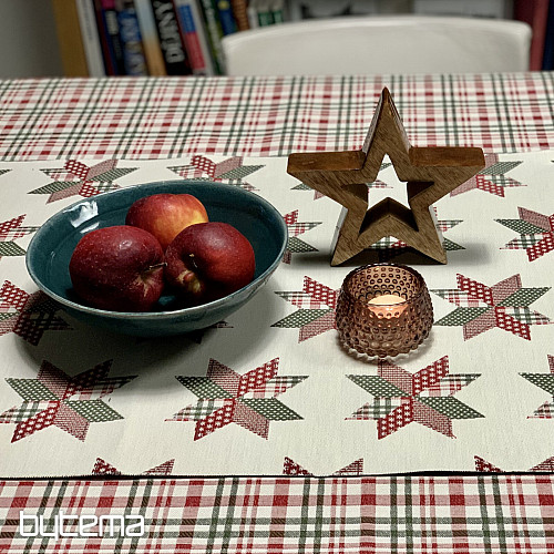 Weihnachtstischdecke und Schal im schottischen Shelley-Karo-Muster