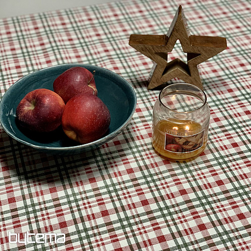 Weihnachtstischdecke und Schal im schottischen Shelley-Karo-Muster