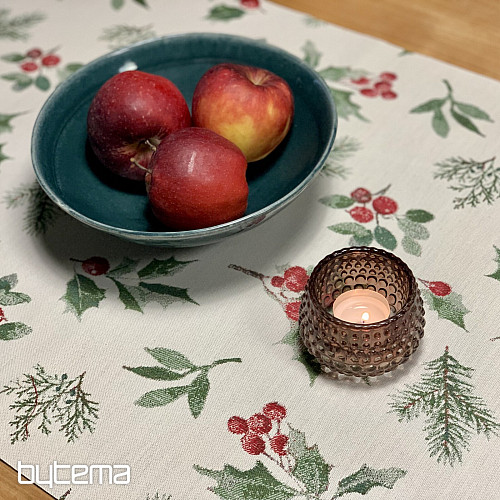 Weihnachtstischdecke und Schal in Stechpalmengrün