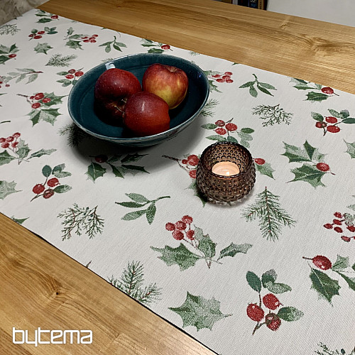 Weihnachtstischdecke und Schal in Stechpalmengrün