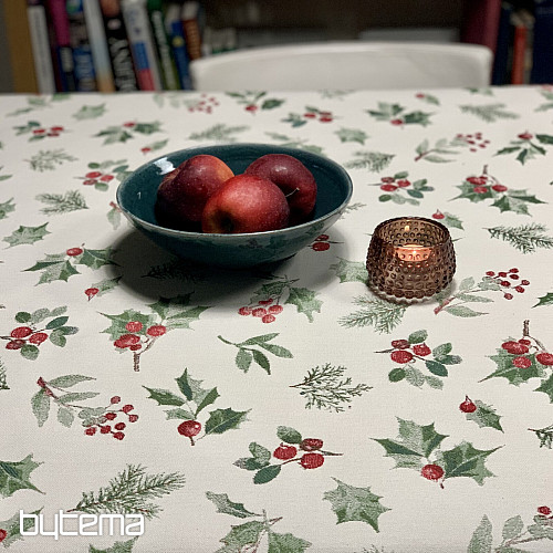 Weihnachtstischdecke und Schal in Stechpalmengrün