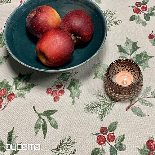 Weihnachtstischdecke und Schal in Stechpalmengrün