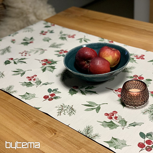 Weihnachtstischdecke und Schal in Stechpalmengrün