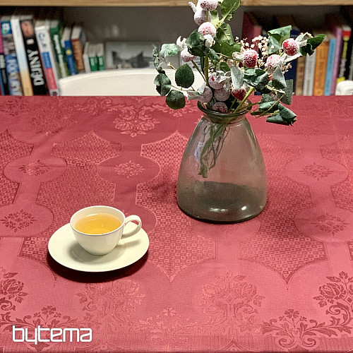 Tischdecke DAMASK bordeauxrot 120x140