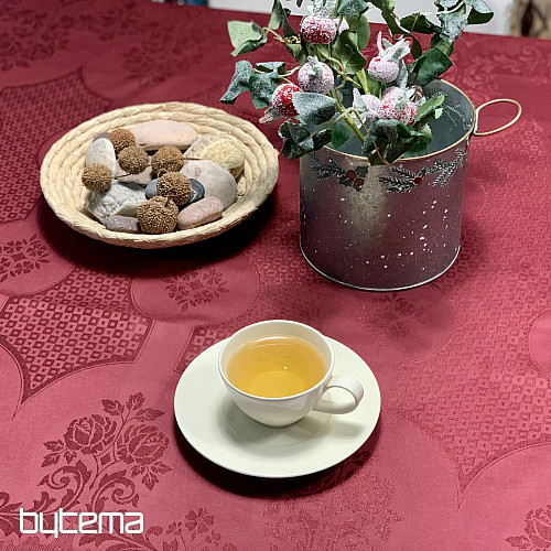 Tischdecke DAMASK bordeauxrot 120x140