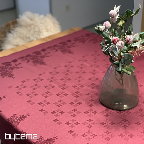 Tischdecke DAMASK Blumen bordeauxrot 120x140