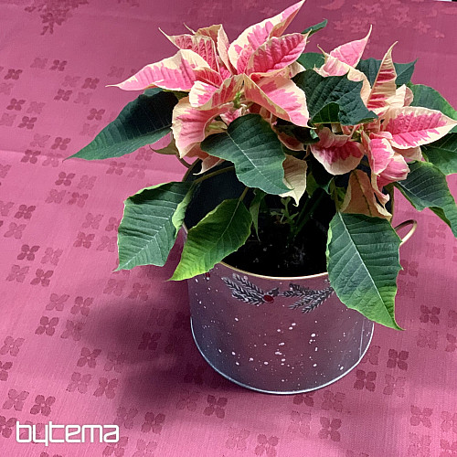 Tischdecke DAMASK Blumen bordeauxrot 120x140