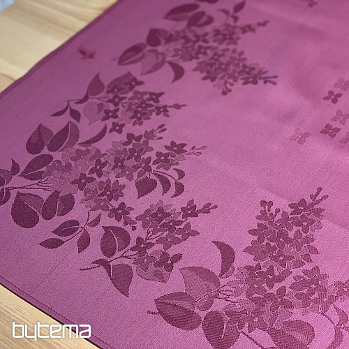 Tischdecke DAMASK Blumen bordeauxrot 120x140