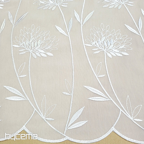 Luxusgardine GERSTER 11868, weiß, Stickerei