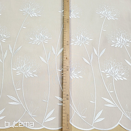 Luxusgardine GERSTER 11868, weiß, Stickerei