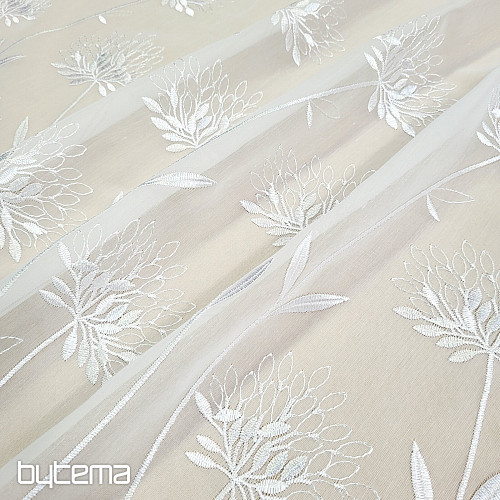 Luxusgardine GERSTER 11868, weiß, Stickerei