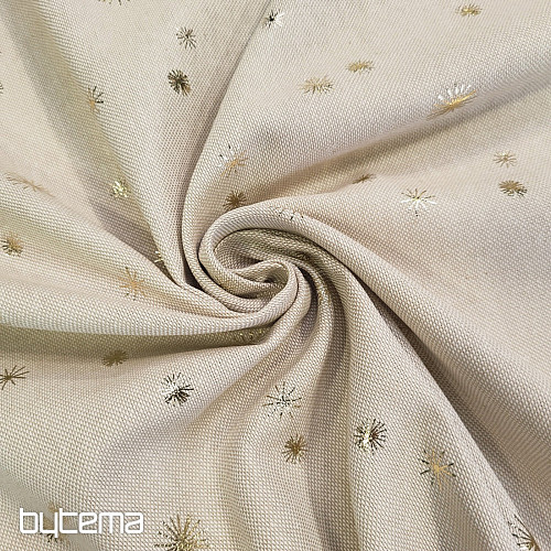 Baumwoll-Canvas-Stoff mit goldenen Sternen auf dem Schneidebrett