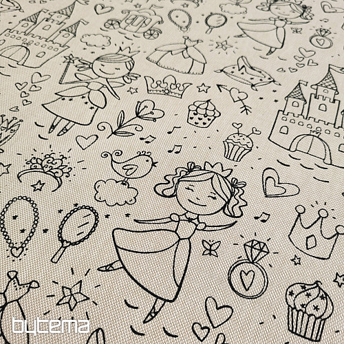 Prinzessin malt Stoff auf einfarbigem Hintergrund