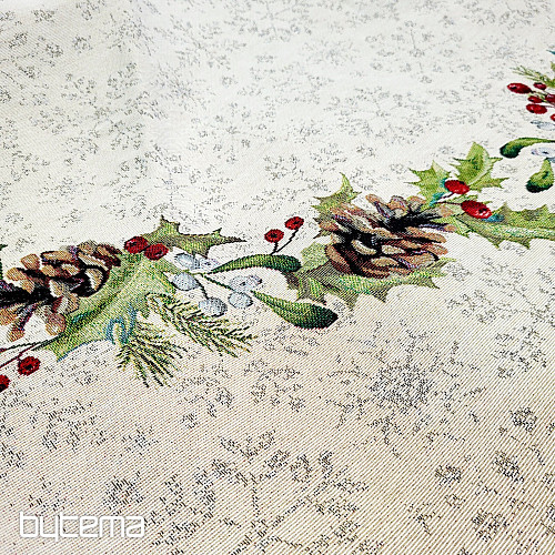 Weihnachtlicher Wandteppich-Tischdecke rund mit Kiefern- und Mistelzweigen