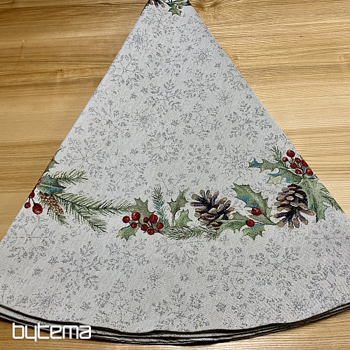 Weihnachtlicher Wandteppich-Tischdecke rund mit Kiefern- und Mistelzweigen
