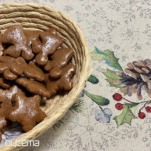 Weihnachtlicher Wandteppich-Tischdecke rund mit Kiefern- und Mistelzweigen