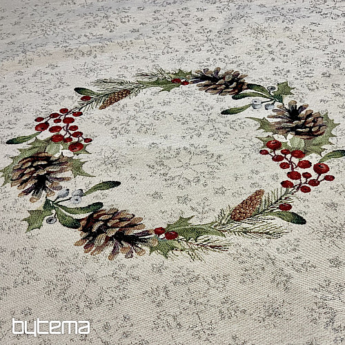 Weihnachtlicher Wandteppich-Tischdecke rund mit Kiefern- und Mistelzweigen