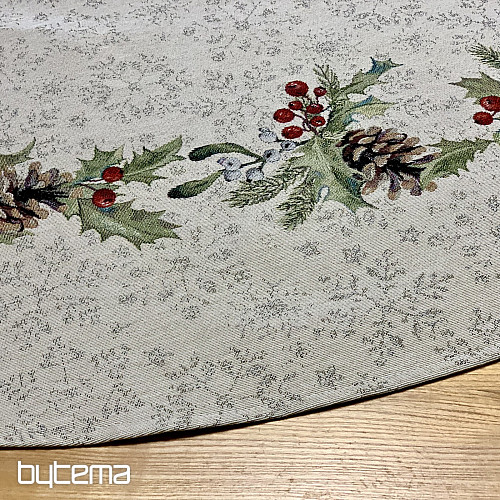 Weihnachtlicher Wandteppich-Tischdecke rund mit Kiefern- und Mistelzweigen
