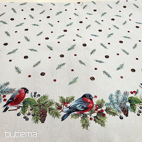 Weihnachtlicher Wandteppich-Tischdecke rund WINTERVOGEL