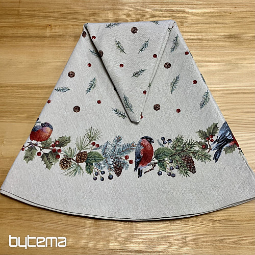 Weihnachtlicher Wandteppich-Tischdecke rund WINTERVOGEL