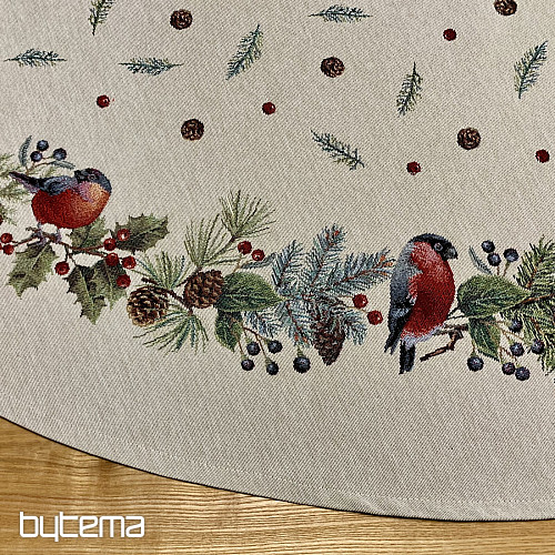 Weihnachtlicher Wandteppich-Tischdecke rund WINTERVOGEL