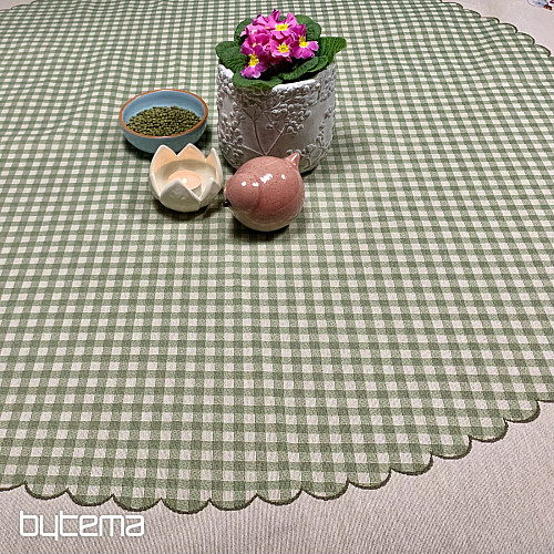 Runde Gobelin-Tischdecke HUSSIČKY GRÜN KAROTISCH