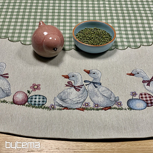 Runde Gobelin-Tischdecke HUSSIČKY GRÜN KAROTISCH